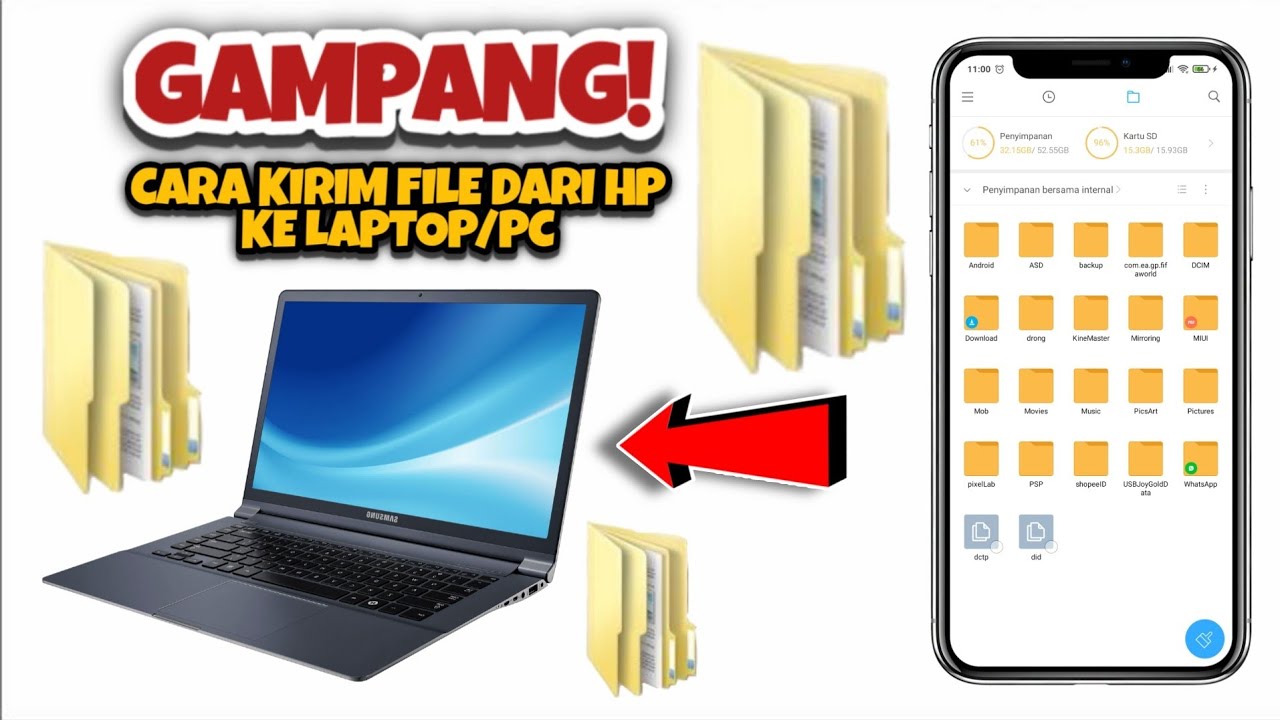 Cara kirim File dari Hp ke Laptop - YouTube