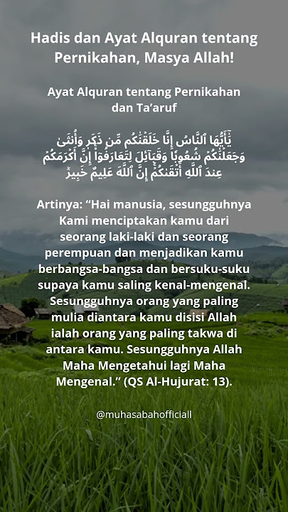 hadits dan ayat Alqur'an tentang pernikahan Masya Allah #shorts