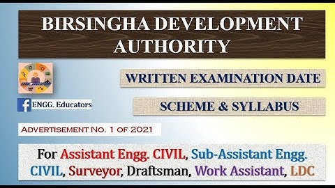 BIRSINGHA DEVELOPMENT AUTHORITY EXAM DATE IISCHEMEE & SYLLABUS II AE (CIVIL II SAE (SAE) II LDC