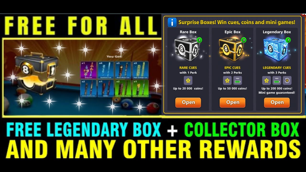 8 Ball Pool Legendary Box Reward Link 2022 - 8 BALL POOL FREE LEGENDARY BOX+GOLDEN SPIN & MANY REWARDS CLAIM FREE