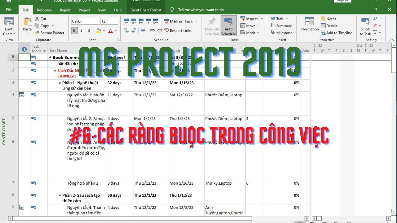 Ms project 2019 c c r ng bu c trong c ng vi c 6 youtube