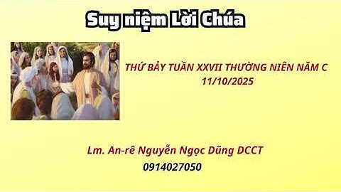 Suy niệm Lời Chúa thứ bảy tuần XXVII thường niên năm C 11/10/2025 Lm. An-rê Nguyễ Ngọc Dũng DCCT
