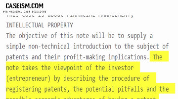Note on Patents – 2002 Case Study Help - Caseism.com