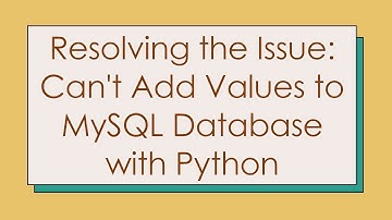 Resolving the Issue: Can