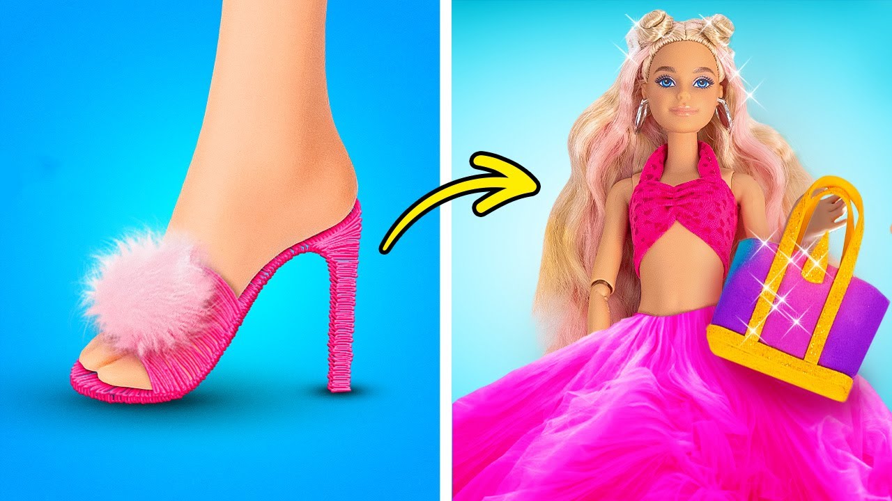 Glamorous Pink Doll Dress 👠💗 Cute DIY Accessory Ideas for Your Doll