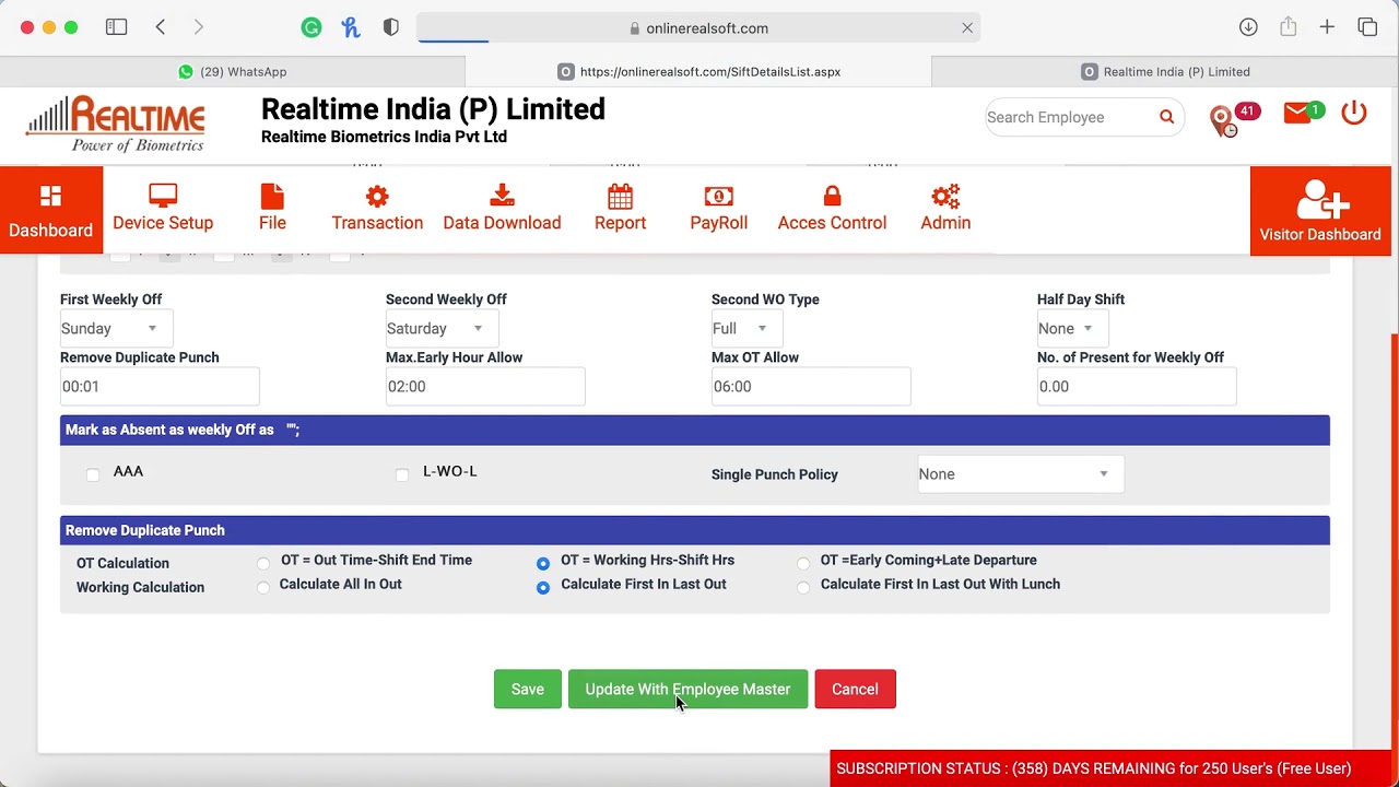 What to do In Punch Not Showing On Onlinerealsoft.com | Realtime Cloud SOftware
