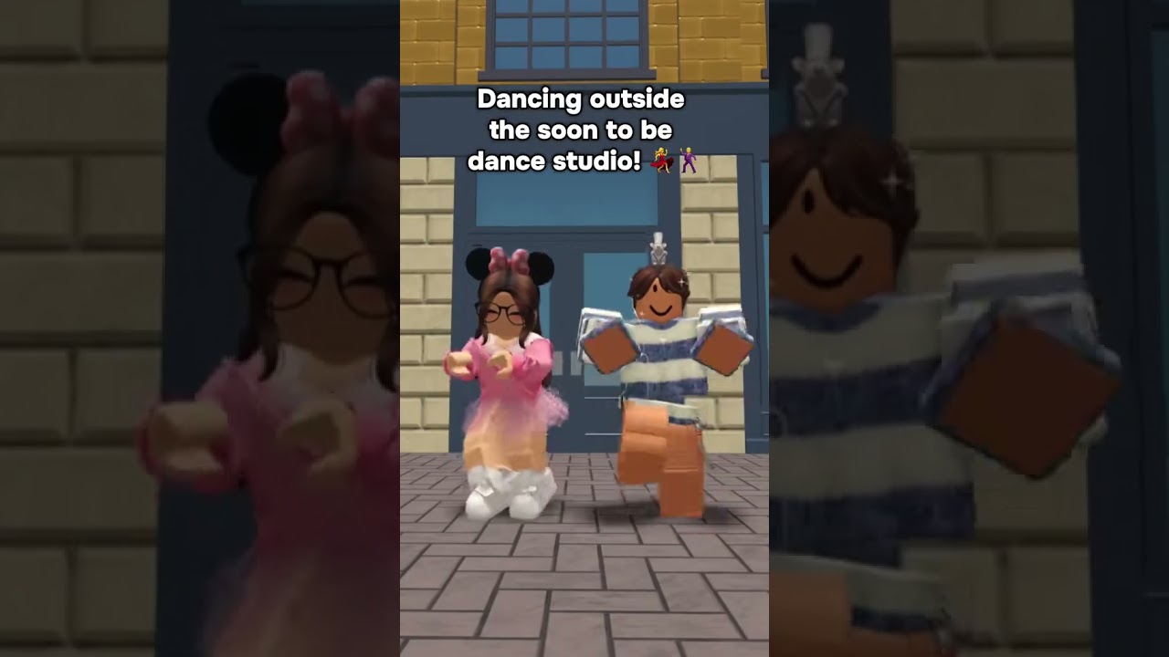 Dancing outside the soon to be dance studio in Bloxburg!🕺💃 #bloxburg #bloxburgupdate