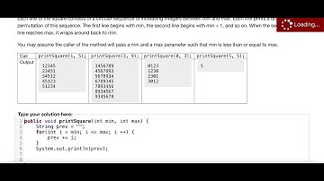Exercise 3.4 (printSquare) Java Tutorial || Practice-It