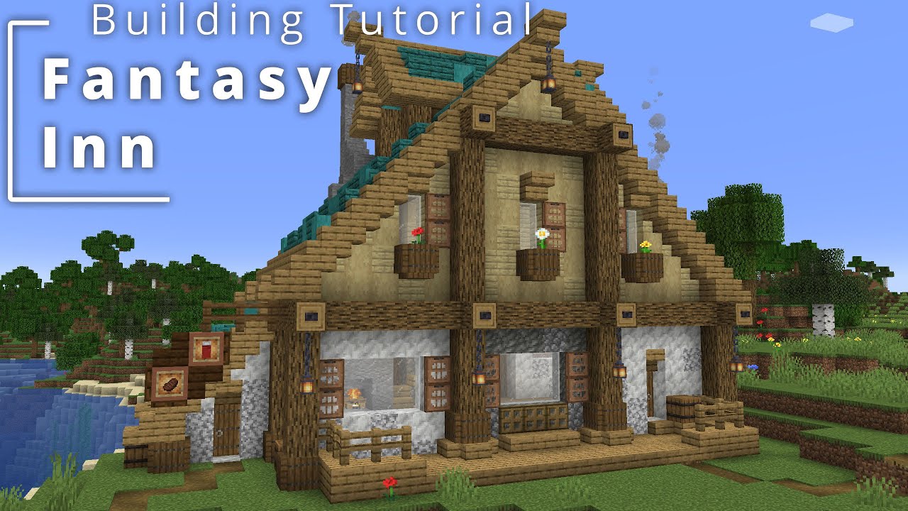 Easy Minecraft Inn Minecraft build tutorial: How to build a Fantasy Inn - YouTube