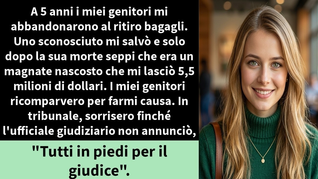 Mio padre adottivo, l'uomo che mi aveva salvata da una panchina gelida in aeroporto quando avevo cinque anni, era appena morto. Due giorni dopo il suo funerale, qualcuno bussò alla mia porta. Aprì...