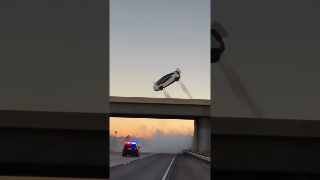 POLICE CHASE A FLYING TESLA 🤯