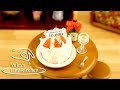 mini food "【1万人】お祝い！ショートケーキ" 本当に食べられるミニチュア料理 #52 | Yuka's tiny kitchen
