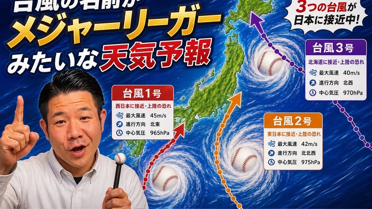 コント「メジャーリーガーみたいな台風来てる」