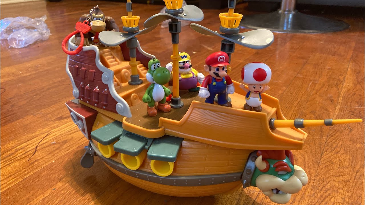 Super Mario Deluxe Bowsers Airship Playset Unboxing ( 3 Backpack Buddies )