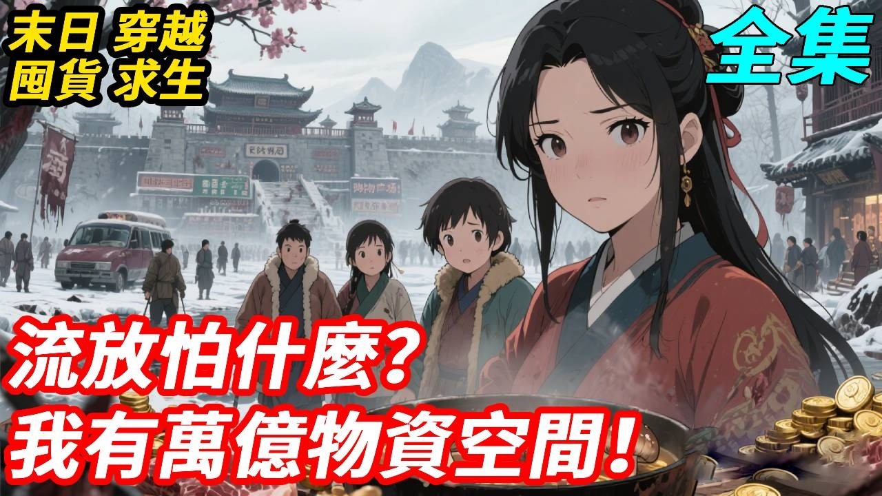一鍋菌菇湯導致全家穿越，剛睜眼就面臨抄家流放，極寒、洪水、瘟疫接踵而至！別人吃糠咽菜、徒步受苦，我卻靠購物廣場狂囤物資，吃肉坐車穿暖襖，不僅建起桃源城，帶領百姓逆天改命，金銀還能帶回現代一夜致富！