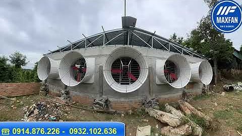 Lắp đặt quạt hút composite cánh đỏ cho trang trại
