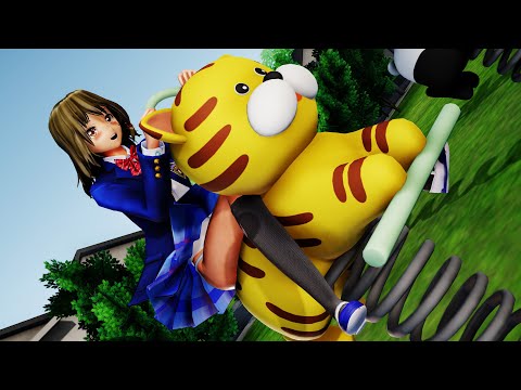 【ＭＭＤ】児童公園で美少女グラビア撮影！　トラのばね遊具で思い切り遊ぼう　秘封倶楽部【Ray-MMD1.52　ぱんつ注意】