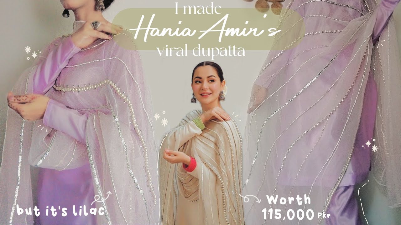 Hania Amir's viral dupatta🤍beads embroidery design✨ dupatta design