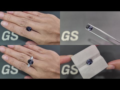 Violet grey spinel oval cut 3.07carats, Tanzania Video  № 1