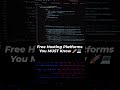Best FREE Hosting Platforms Every Developer Should Know 🚀 #WebDev #Hosting #coding #collegelife