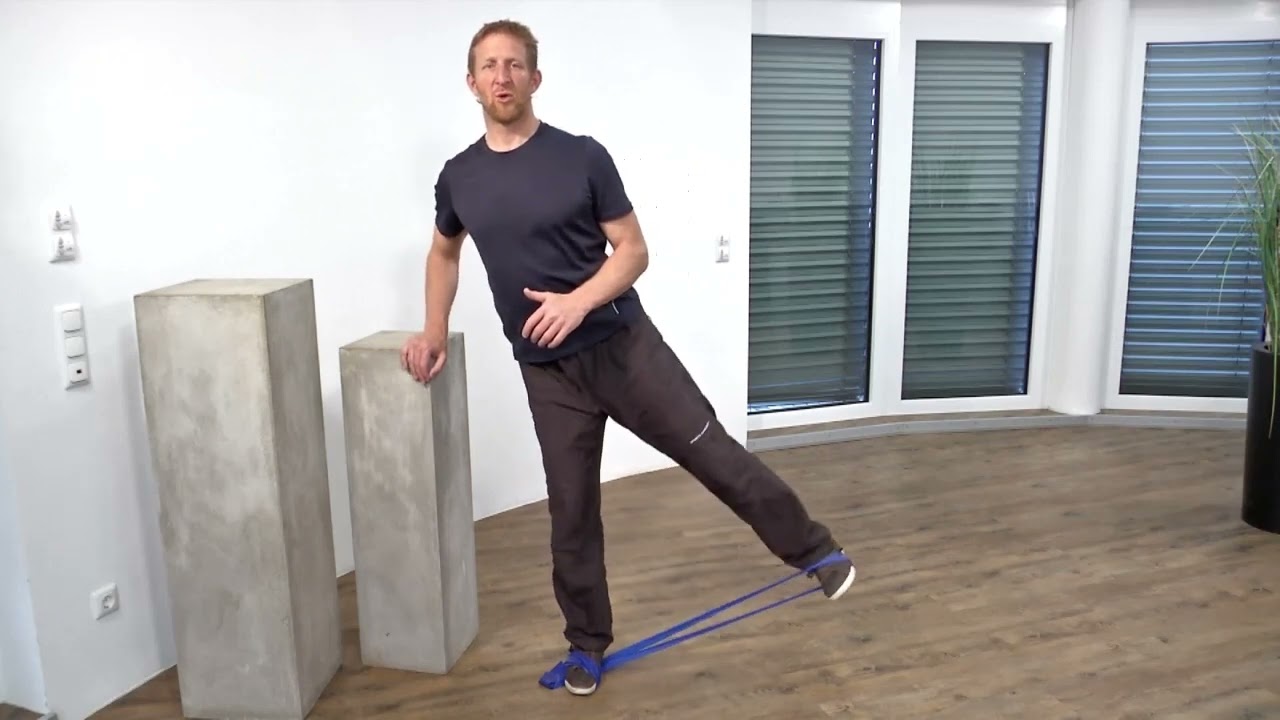 Oberschenkelaussenseite und Rücken mit dem Gummiband trainieren