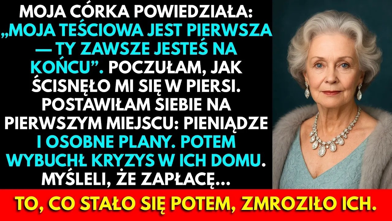 „Mamo, muszę ci coś powiedzieć" – wyszeptała Agnieszka, a jej głos był tak inny niż godzinę wcześniej, gdy rzuciła mi w twarz: „Moja teściowa jest zawsze pierwsza, ty jesteś na szarym końcu"....