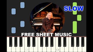 SLOW EASY piano tutorial "COURAGE OF THE WIND" by David Lanz, with free sheet music (pdf)