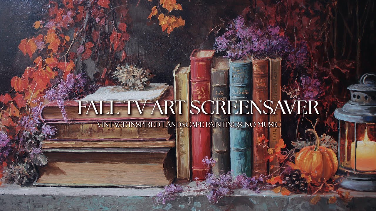 Vintage Books & Autumn Pumpkins TV ART SCREENSAVER