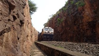 Majestic Entry By Wdp4B - Basava Express Speeds Through The Rock Cutting At Almatti