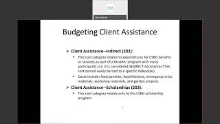 Budget Video #10 Budgeting for Client Assistance
