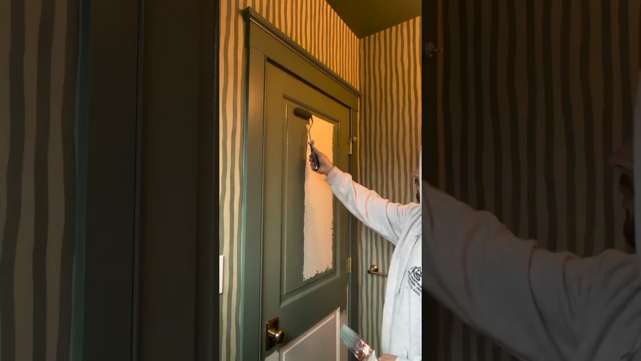 wooden house door painting process 