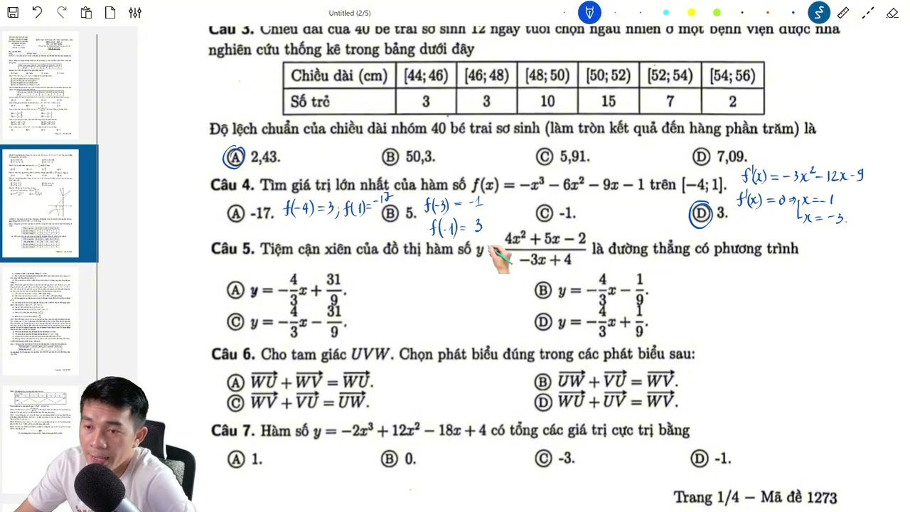 Toán 12 - Ôn tập cuối học kì 1 - Giải chi tiết đề thi hk1 Toán 12 - THPT Chuyên Lê Hồng Phong - Đề 4