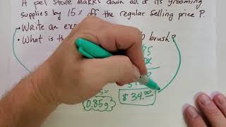 Write percent expression and solve percent decrease problems. 7.EE.2