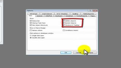 HOW TO ENABLE SYSTEM AND HIDDEN OBJECTS IN MICROSOFT ACCESS 2003!!