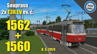 Linka 2 / Nemocnice Vřesiny - Hlavní nádraží [2x T3R.EV #1562+#1560] | SIMT MHD