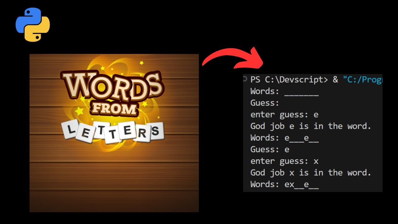 guessing word game in python - YouTube
