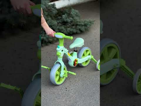 Детский велосипед беговел 2в1 "Единорог" Best Trike JM-1071-9 колеса 10" сьёмные дополнительные колеса розовый, видео 1