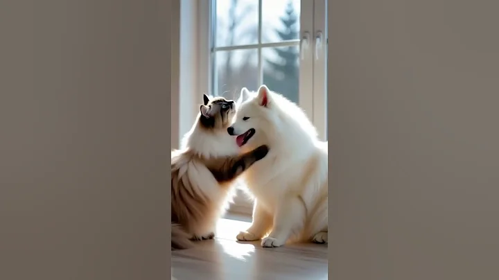 Video 10645891: cat dog pets, fluffy cat playing