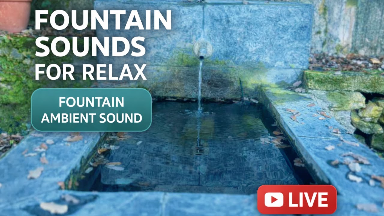 Relaxing Fountain Water Sounds 💧 Live Nature Ambience for Relaxation & Stress Relief