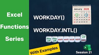 Excel Date & Time Functions: WORKDAY() & WORKDAY.INTL() - With Examples #excel #exceltips #learning