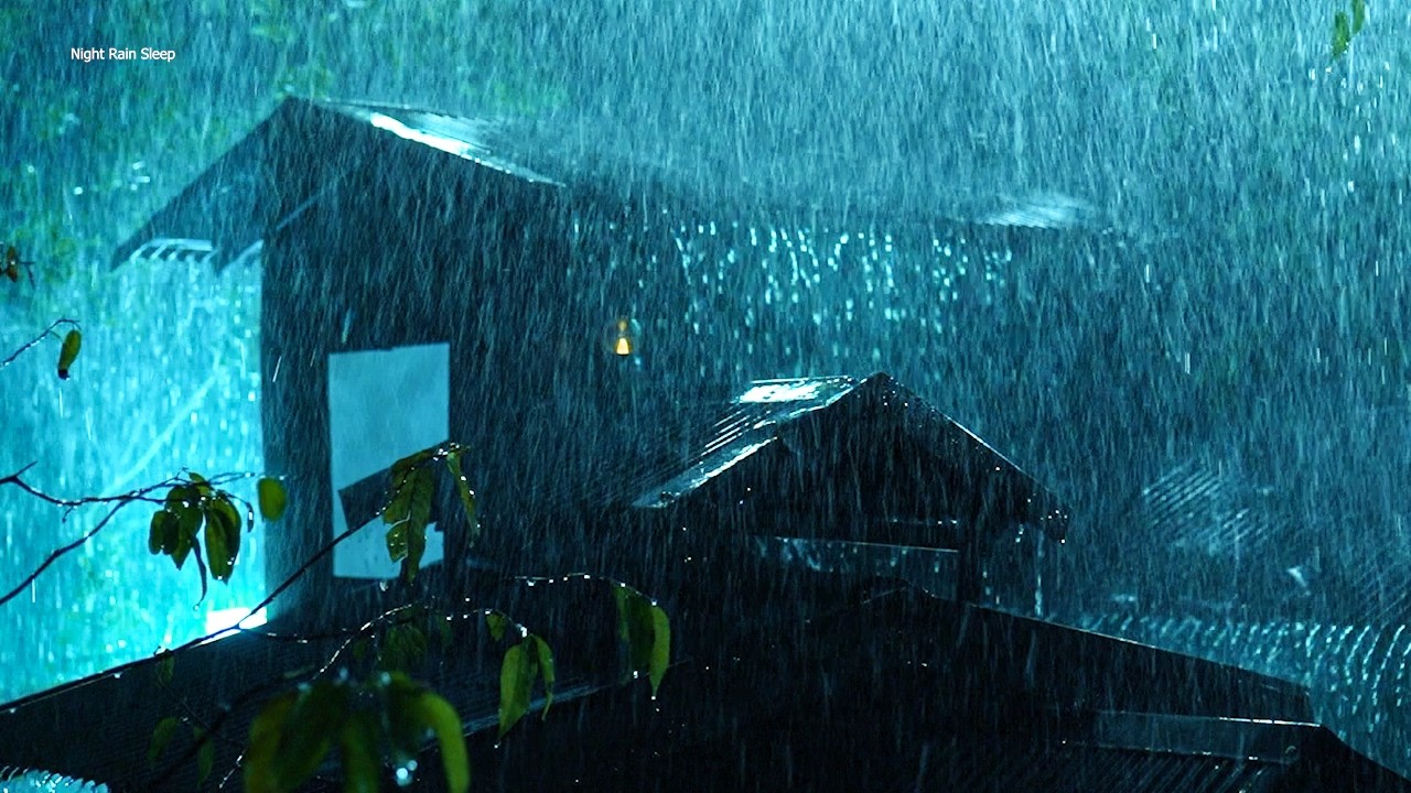 Terrible Stormy Night to Sleep Instantly - Powerful Rainstorm on Tin Roof & Intense Thunder Sounds