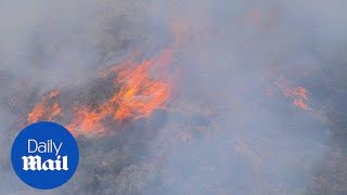 Fast-moving brush fire threatens homes in LA county - Daily Mail