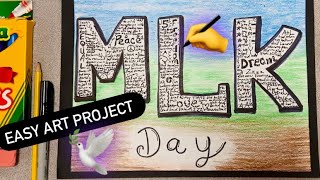 Easy MLK Day Drawing for Kids - Easy Art PROJECT w/ ZENTANGLE Step by step Letters #mrschuettesart