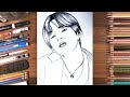 رسم جين خطوة خطوة للمبتدئين How To Draw Jin Bts Drawing Bts For Beginners 
