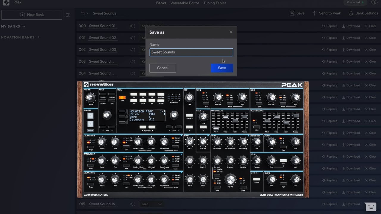 How to Upload and Send Bank to Novation Peak [Synthesizer Tutorial]