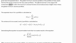 Markowitz Optimization Model