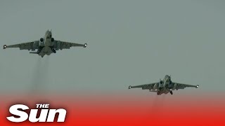 Russian Su-25 fighter jets fire flurry of missiles at Ukrainian targets