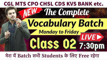 Class 02 The Complete Vocabulary Batch on YouTube by Jaideep Sir|CGL CPO CHSL MTS CDS..for all exams