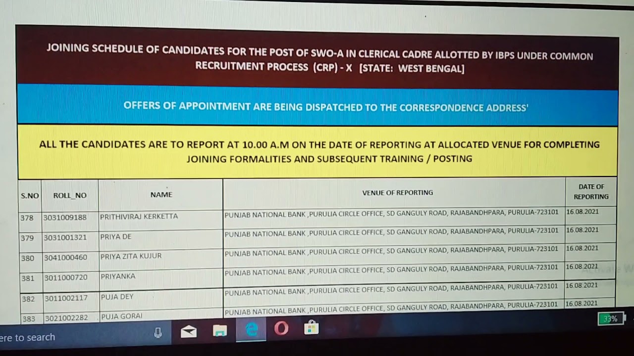 Punjab national Bank clerk joining date | pnb swo joining|