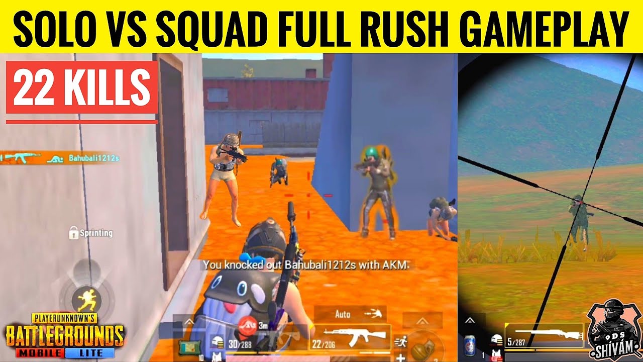PUBG MOBILE LITE | SOLO VS SQUAD FULL RUSH GAMEPLAY 🔥| 22KILLS - YouTube